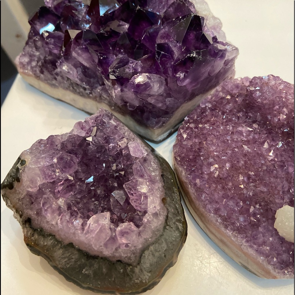 Trio of purple amethyst